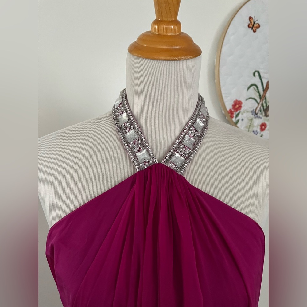 Badgley Mischka Silk Halter Maxi Dress - Picture 6 of 10